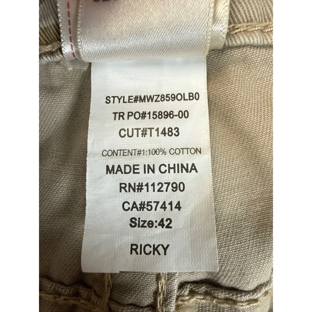 True Religion Ricky Pants Mens 42 Tan Camo Flap Straight Leg Military Preppy Hip